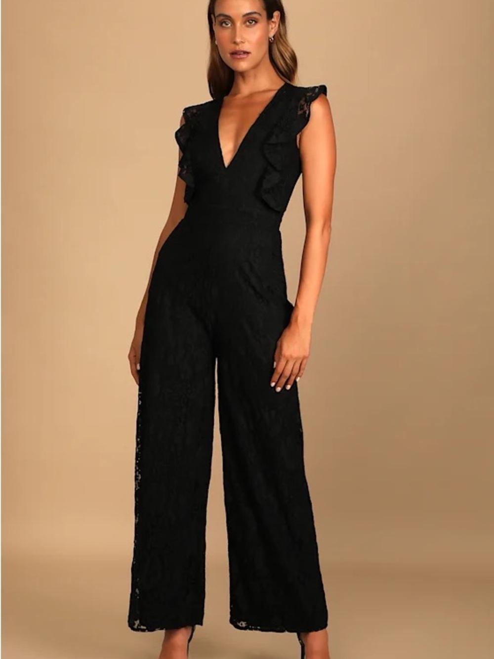 Lulu's Black Lace Jumpsuit